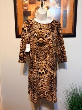 NWT Leopard Print Shift Dress - Brown & Black